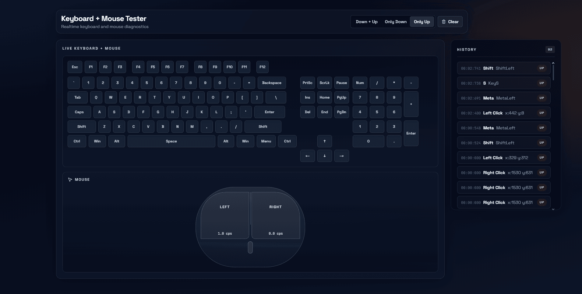 Keyboard + Mouse Tester